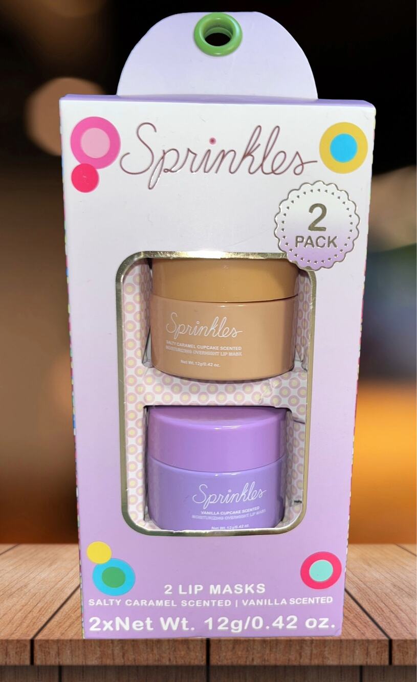 NEW! Sprinkles Lip Masks Salty Caramel and Vanilla Cupcake 2pk Gift Set